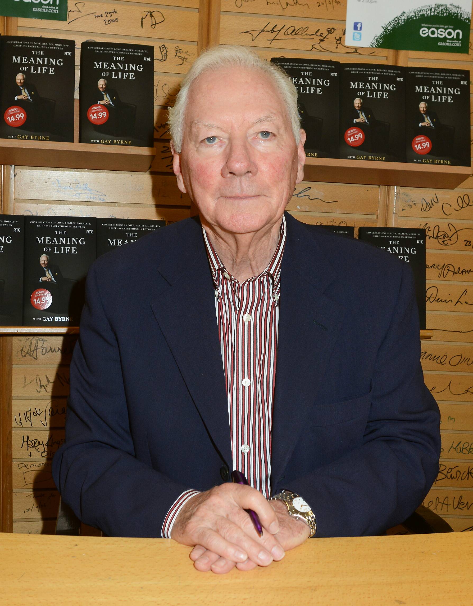 Gay Byrne signs copies of his book The Meaning of Life