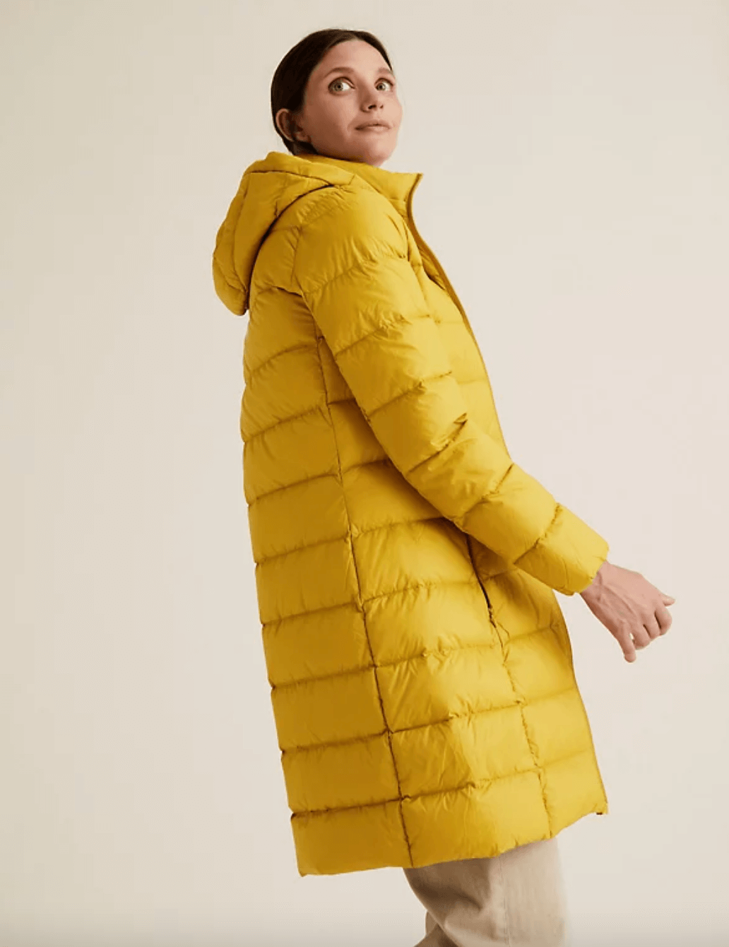 Yellow Ring Pull Longline Puffer Jacket